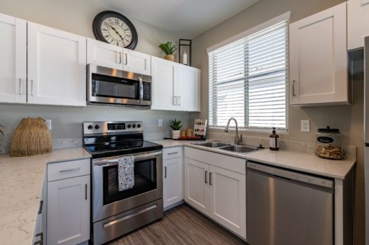 Kitchen with stainless steel appilance